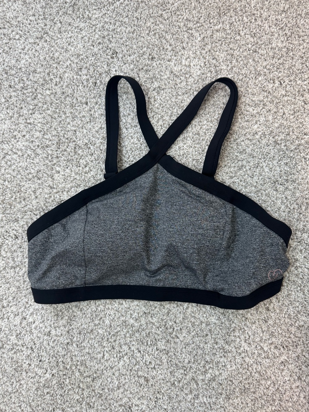 CALIA High Neck Bikini Top Solid Cross Front Large Sporty Beach Vacation